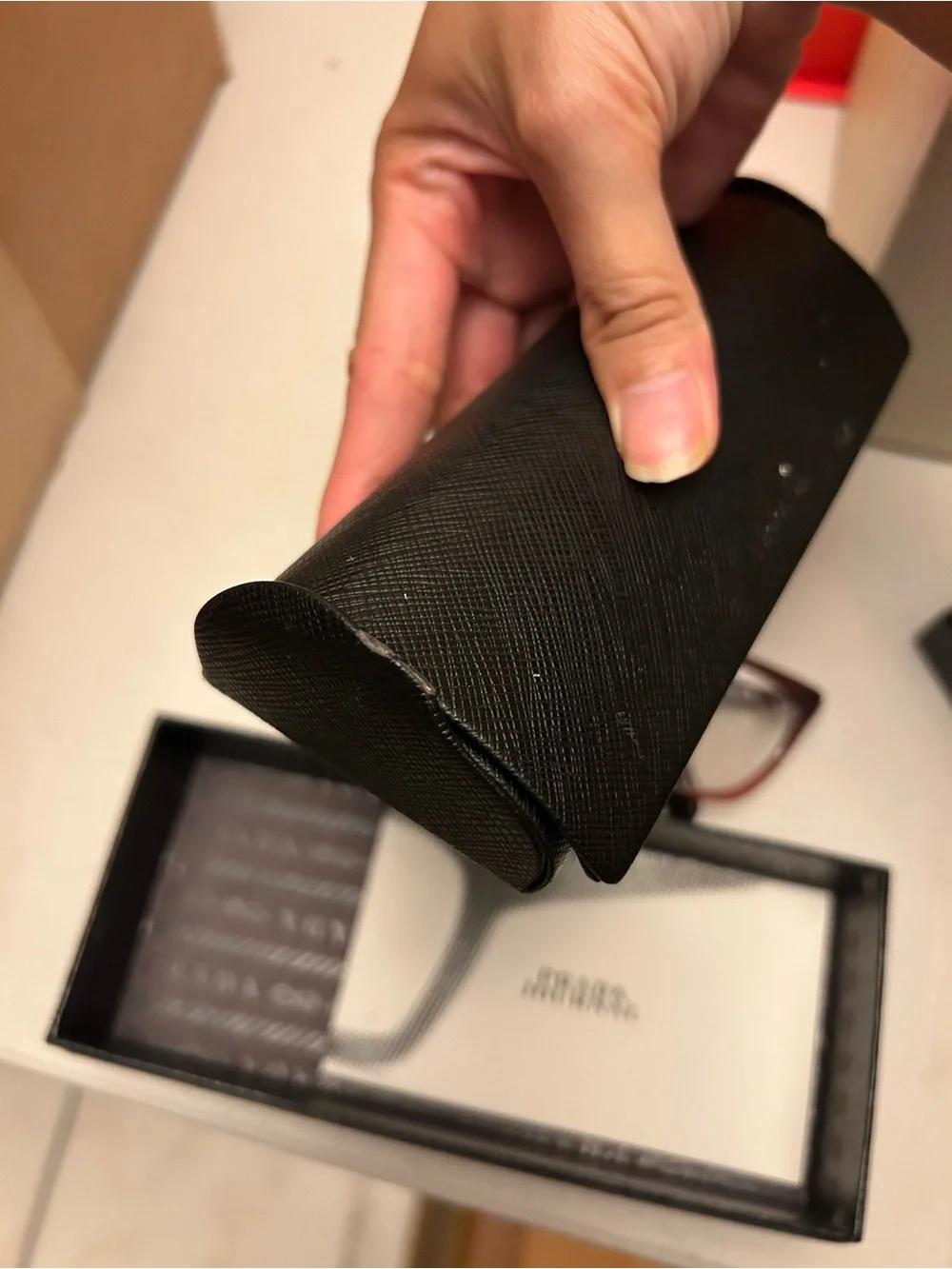 Prada Red Cat-Eye Eyeglasses with Black Case